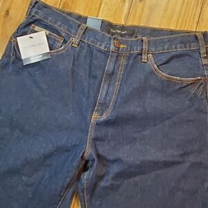 New Calvin Klein Slim Straight Fit Blue Jeans 36x32 Stretch Denim Dark Wash
